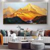 Handmade Gold Mountain Oil Painting on Canvas Original Landscape Painting Winter Snow Scene Murals Custom Painting Home Decor