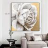 Original hand-painted oil painting gold foil peony porch decoration painting modern light luxury living room background wall restaurant large painting