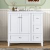 36" Modern Bathroom Vanity with USB Charging, Two Doors and Three Drawers Bathroom Storage Vanity Cabinet, Small Bathroom Vanity cabinet with single s