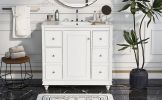 Contemporary Bathroom Vanity Cabinet - 36x18x34 inches, 4 Drawers & 1 Cabinet Door, Multipurpose Storage, Resin Integrated Sink, Adjustable Shelves, S