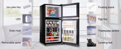 KRIB BLING 3.5Cu.Ft Compact Refrigerator Mini Fridge with Freezer, Small Refrigerator with 2 Door, 7 Level Thermostat Removable Shelves for Kitchen, D