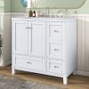 36" Modern Bathroom Vanity with USB Charging, Two Doors and Three Drawers Bathroom Storage Vanity Cabinet, Small Bathroom Vanity cabinet with single s