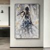 Oil Painting 100% Handmade Hand Painted Wall Art On Canvas Vertical Abstract Violin Women Back Home Decoration Decor