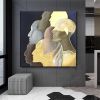 Big Size Gold Face Handpainted Painting Handmade Wall Art Gold Abstract Figure Canvas Painting Home Decoration Decor