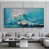 Handpainted Oil Painting CanvasWall Art Decoration Abstract Knife Painting Seascape Blue For Home Decor Living Room hallway bedroom luxurious decorati