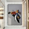 100% Handmade Colored Mr. Rabbit Playing Violin Animal Square Picture Oil on Canvas Home Decor