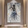 Oil Painting 100% Handmade Hand Painted Wall Art On Canvas Vertical Abstract Violin Women Back Home Decoration Decor