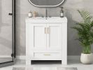 30'' Bathroom Vanity with Seperate Basin Sink, Modern Bathroom Storage Cabinet with Double-sided Storage Shelf, Freestanding Bathroom Vanity Cabinet w