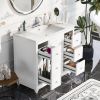 Contemporary Bathroom Vanity Cabinet - 36x18x34 inches, 4 Drawers & 1 Cabinet Door, Multipurpose Storage, Resin Integrated Sink, Adjustable Shelves, S