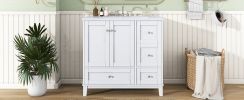 36" Modern Bathroom Vanity with USB Charging, Two Doors and Three Drawers Bathroom Storage Vanity Cabinet, Small Bathroom Vanity cabinet with single s