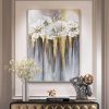 Foil golden flowers hand painted oil painting on canvas abstract large painting wall picture for home office decor